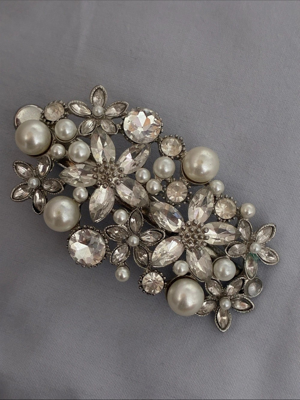 Floral Pearl Rhinestone Hair Clip